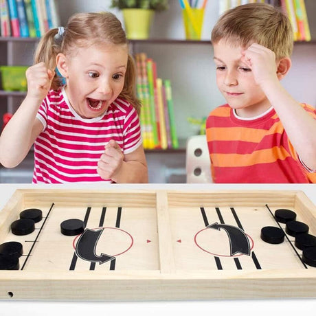 Hockey Table Game, Wooden Fast Sling Puck Game, Super Football Table Compatible with Sports Games