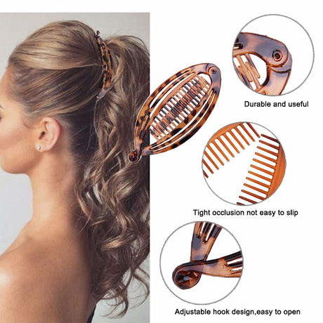 4pcs Banana Clips for Thick Hair, Vintage Fishbone Hair Clips Hair Accessories Compatible with Curly Hair