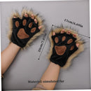 Therian Paws Half Finger Cute Embroidered Fur Paw Gloves 1 Pair Black Compatible with Kids Adults Cosplay Stage
