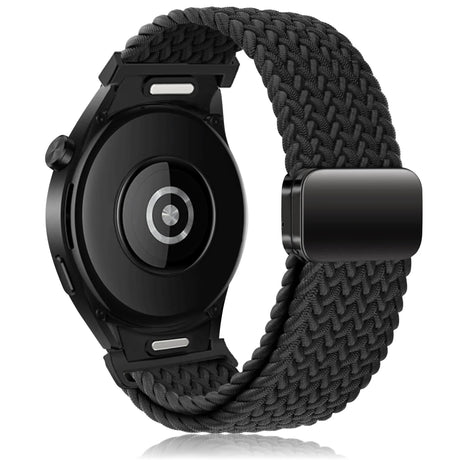 Samsung Galaxy Watch Band Compatible with Galaxy Watch 6 Classic 5 Pro 45mm 47mm 43mm 44mm 40mm Magnetic Braided Strap Without Gap Black