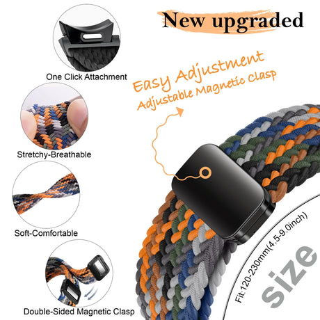 Samsung Galaxy Watch Band Compatible with Galaxy Watch 6 Classic 5 Pro 45mm 47mm 43mm 44mm 40mm Magnetic Braided Strap Without Gap Black