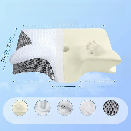 Neck Pillow for Pain Relief, Ergonomic Contour 2-in-1 Orthopedic Pillow, Light Gray, 1 Unit