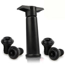 Vacu Vin Wine Saver Pump with Stoppers Black Keeps Wine Fresh