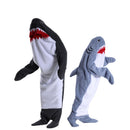 Shark Onesie Pajamas Blue-Gray Shark 140 Sleeping Bag Blanket Cartoon Jumpsuit Flannel Home Wear for Men and Women