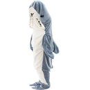 Shark Onesie Pajamas Blue-Gray Shark 140 Sleeping Bag Blanket Cartoon Jumpsuit Flannel Home Wear for Men and Women