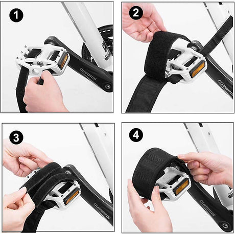 Universal Bicycle Pedal Straps, Adjustable Non-Slip Double Adhesive Toe Clips, 1 Pair Nylon Pedal Accessories