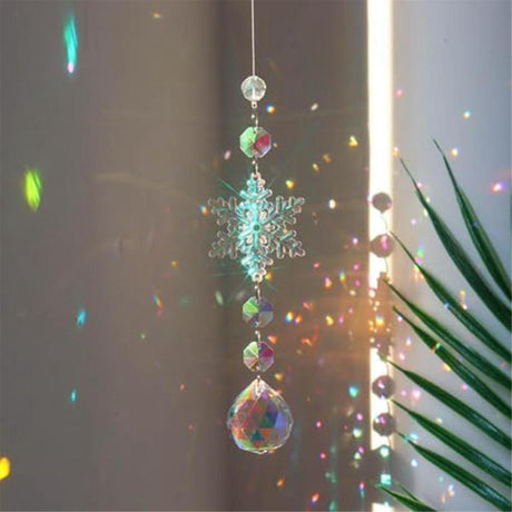 Crystal Sun Catcher Prism Ball Hanging Indoor Window Rainbow Snowflake Ornament