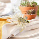 Sunflower and Daisy Napkin Rings Set of 12 Gold Bee Design for Formal and Casual Dining