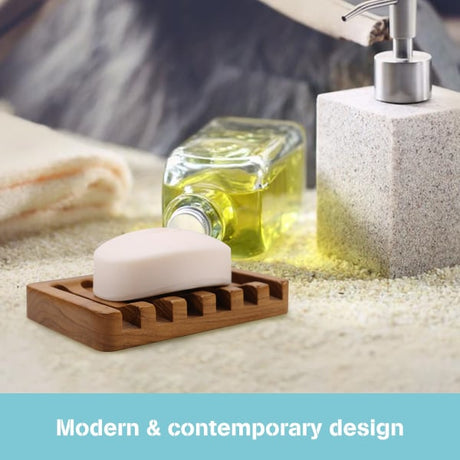 Teak Wood Soap Dish Holder 2pcs for Shower Bathroom Kitchen Compatible with Braun