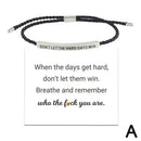 Don't Let the Tough Days Win Bracelet, Inspirational Black Bracelet for Women and Men Onesize