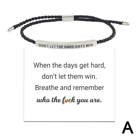 Don't Let the Tough Days Win Bracelet, Inspirational Black Bracelet for Women and Men Onesize