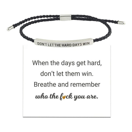 Don't Let the Tough Days Win Bracelet, Inspirational Black Bracelet for Women and Men Onesize