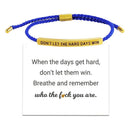 Don't Let the Tough Days Win Bracelet, Inspirational Black Bracelet for Women and Men Onesize