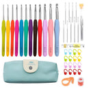 Crochet Kit with Needles, Stitch Markers, Tape Measure - 45-Piece Multicolor Knitting Set