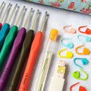 Crochet Kit with Needles, Stitch Markers, Tape Measure - 45-Piece Multicolor Knitting Set