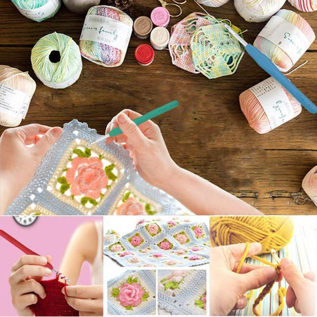 Crochet Kit with Needles, Stitch Markers, Tape Measure - 45-Piece Multicolor Knitting Set