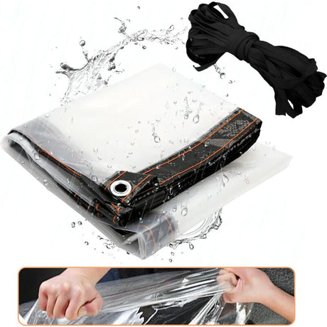 PVC Clear Waterproof Tarpaulin Roof Overlay Panel with Eyelets and Rope 2m x 3m