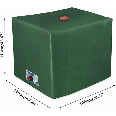 GU.B/bon IBC Tank Cover Tarpaulin for 1000L Container, 116 x 100 x 120 cm Water Tank Cover Anti-UV Anti-Rain Green