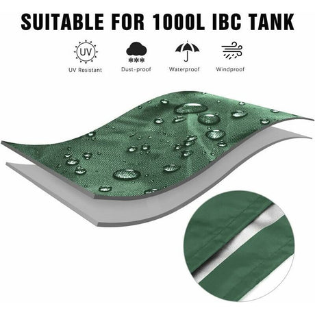 GU.B/bon IBC Tank Cover Tarpaulin for 1000L Container, 116 x 100 x 120 cm Water Tank Cover Anti-UV Anti-Rain Green