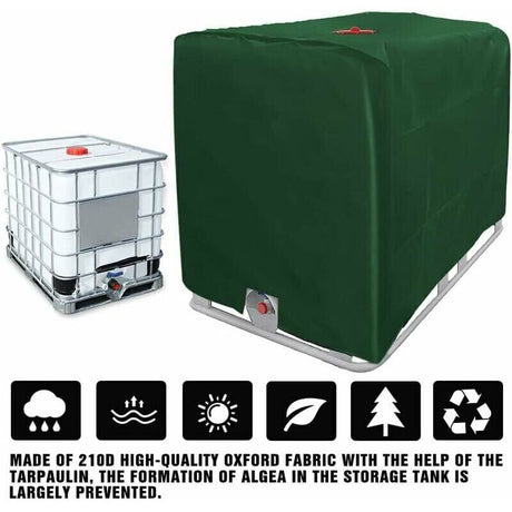 GU.B/bon IBC Tank Cover Tarpaulin for 1000L Container, 116 x 100 x 120 cm Water Tank Cover Anti-UV Anti-Rain Green