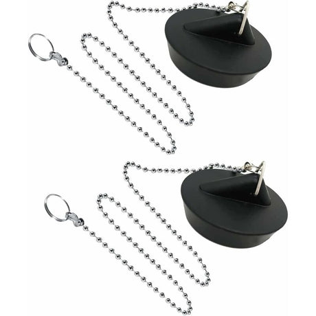 Universal Sink Stopper with Ball Chain and Hook for Sink or Bathtub, Stainless Steel