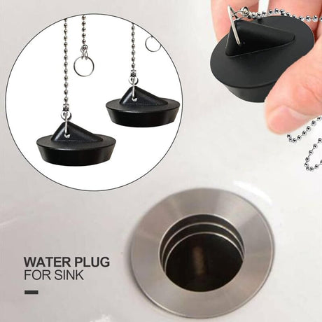 Universal Sink Stopper with Ball Chain and Hook for Sink or Bathtub, Stainless Steel