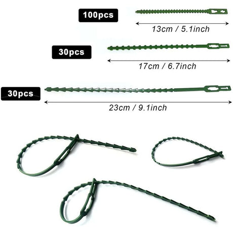 Plant Ties Adjustable Garden Supports 160 pcs Flexible Plastic Ties 3 Sizes for Shrubs Plants