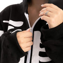 Skeleton Hoodie Onesie Pajamas for Adults - Black L - Plush Skeleton Jumpsuit with Zipper Costume \u0026 Sleepwear