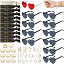 Heart Shaped Sunglasses Set with Bracelet and Tattoo Stickers in Black for Bride to Be Accessories