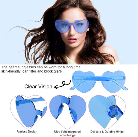Heart Shaped Sunglasses Set with Bracelet and Tattoo Stickers in Black for Bride to Be Accessories