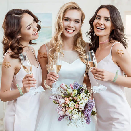 Heart Shaped Sunglasses Set with Bracelet and Tattoo Stickers in Black for Bride to Be Accessories