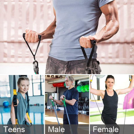 Heavy Duty Training Handle with Carabiners for Cable Machines and Gym Equipment, Compatible with Resistance Bands