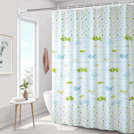 Waterproof Mildew-Resistant Shower Curtain Fresh Fish Single 200x240 cm with Suspension Rings P 200*240+ring