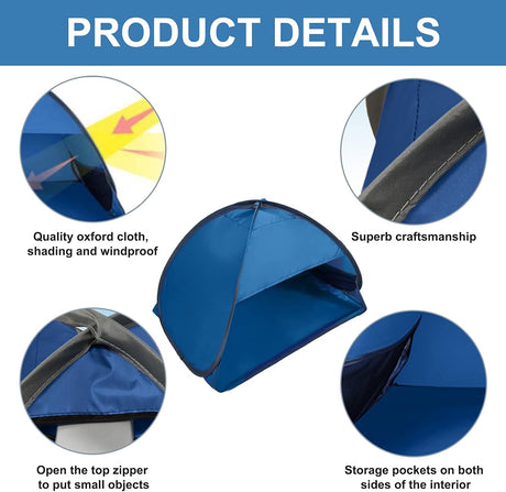 Beach Shelter Blue Portable Pop-up Tent Anti-UV Windproof for Small Pets Dogs Cats