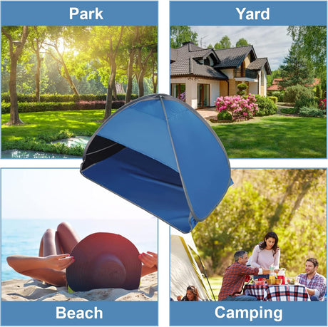 Beach Shelter Blue Portable Pop-up Tent Anti-UV Windproof for Small Pets Dogs Cats