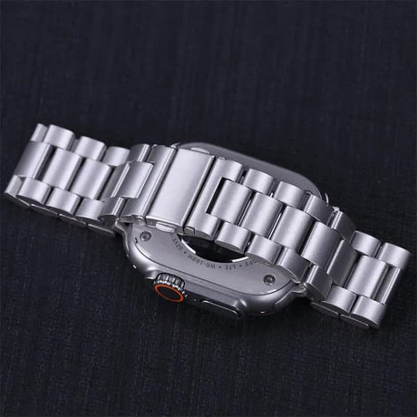 Apple Watch Band Compatible with Series 9 8 7 6 5 Stainless Steel Metal Bracelet Silver 49mm 45mm 44mm 42mm