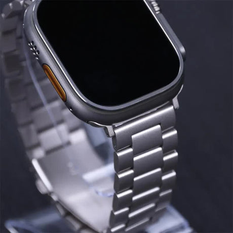 Apple Watch Band Compatible with Series 9 8 7 6 5 Stainless Steel Metal Bracelet Silver 49mm 45mm 44mm 42mm