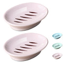 Pink Soap Dish Set 2-Pack Non-Slip Plastic Soap Holder with Drip Tray Easy Clean Soap Saver