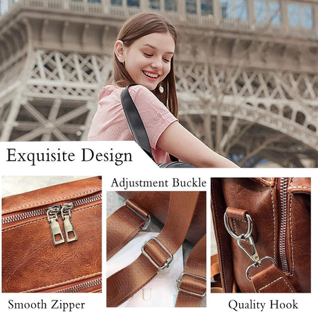 Vintage Waterproof Backpack for Women Girls Shoulder Bag Daypack