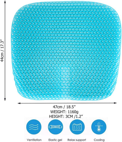 Gel Seat Cushion for Long-Term Sitting Pressure Relief Double Thick Gel Office Chair Cushion