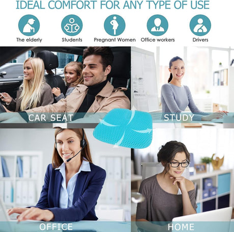 Gel Seat Cushion for Long-Term Sitting Pressure Relief Double Thick Gel Office Chair Cushion