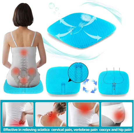 Gel Seat Cushion for Long-Term Sitting Pressure Relief Double Thick Gel Office Chair Cushion
