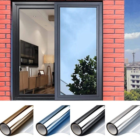 One-Way Mirror Window Film Solar Protection Blue-Silver 40x300 cm Glass Sticker for Advertising Privacy Tint