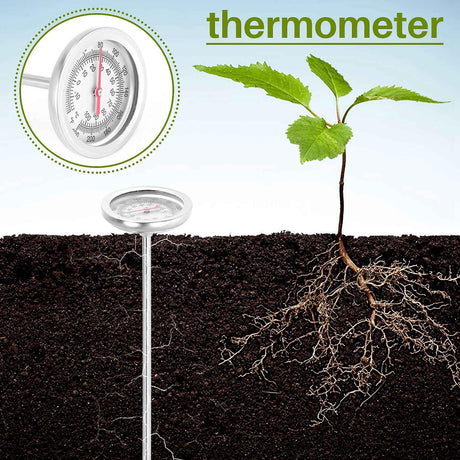 Compost Thermometer 50 cm Stainless Steel Soil Temperature Gauge