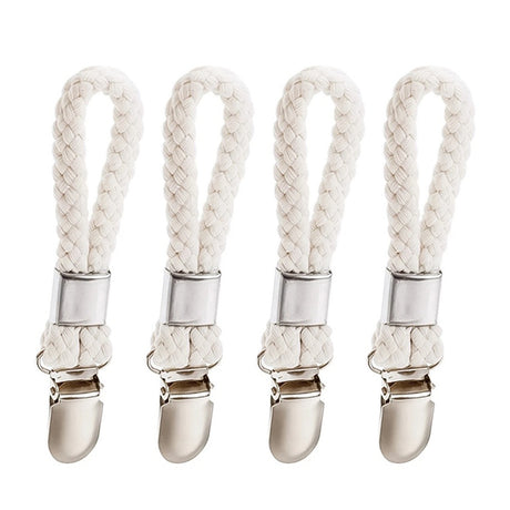 4pcs Braided Cotton Loop Metal Towel Clip for Home and Bedroom Organization Compatible with Braun