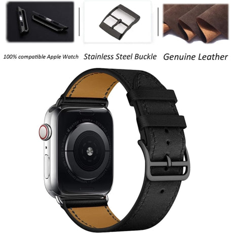Apple Watch Strap Compatible with 38mm 40mm 41mm Leather Black Brown