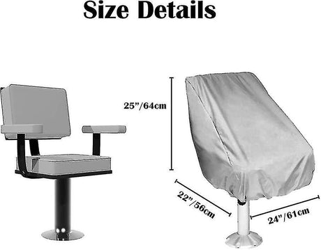 Waterproof Outdoor Pedestal Pontoon Boat Captain Bench Chair Covers 2-Pack Oxford Fabric