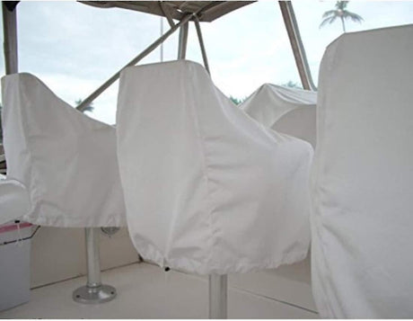 Waterproof Outdoor Pedestal Pontoon Boat Captain Bench Chair Covers 2-Pack Oxford Fabric