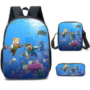 Minecraft Backpack 3 Sets for Elementary High School Students Compatible with Minecraft