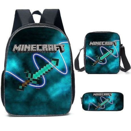 Minecraft Backpack 3 Sets for Elementary High School Students Compatible with Minecraft